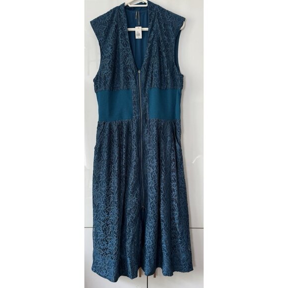NWT Size S - Anthropologie Maeve Tommie Smocked Front-Zip Lace Shirt Dress - Picture 5 of 16